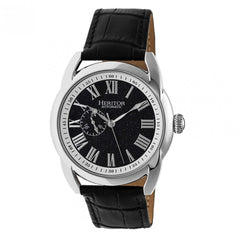 Heritor Automatic Marcus Marbled-Dial Leather-Band Watch - Silver/Navy HERHR5904