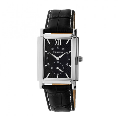 Heritor Automatic Frederick Leather-Band Watch - Silver/Black HERHR6102