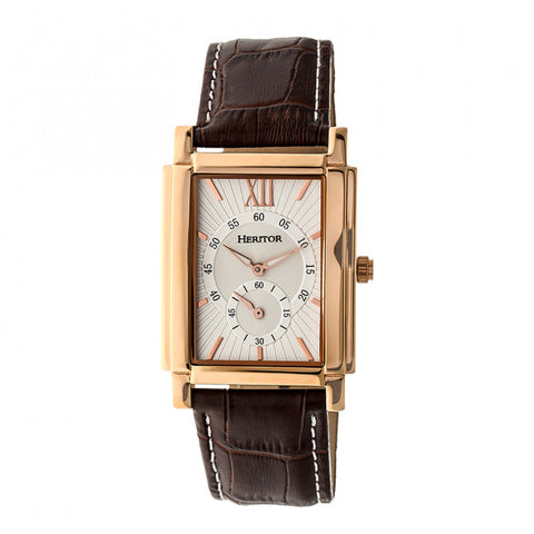 Heritor Automatic Frederick Leather-Band Watch - Rose Gold/Silver HERHR6104