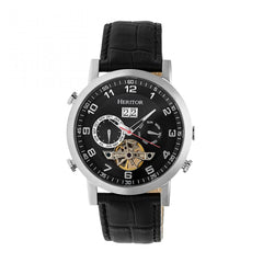 Heritor Automatic Edmond Leather-Band Watch w/Date - Silver/Black HERHR6202