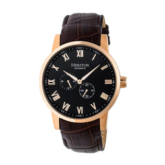 Heritor Automatic Romulus Leather-Band Watch - Rose Gold/Black HERHR6406
