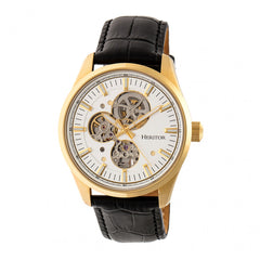 Heritor Automatic Stanley Semi-Skeleton Leather-Band Watch - Gold/Silver HERHR6505