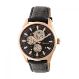 Heritor Automatic Stanley Semi-Skeleton Leather-Band Watch - Rose Gold/Black HERHR6506
