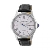 Heritor Automatic Prescott Leather-Band Watch w/ Day/Date - Silver HERHR6701
