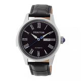 Heritor Automatic Prescott Leather-Band Watch w/ Day/Date - Silver/Black HERHR6702