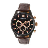 Heritor Automatic Benedict Leather-Band Watch w/ Day/Date - Black/Dark Brown HERHR6806
