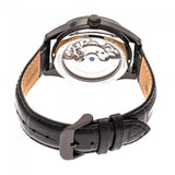 Heritor Automatic Sebastian Semi-Skeleton Leather-Band Watch- Black HERHR6905