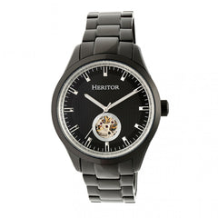Heritor Automatic Crew Semi-Skeleton Bracelet Watch - Black HERHR7003
