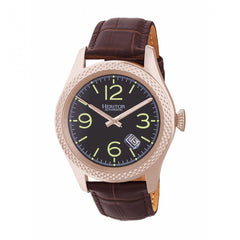 Heritor Automatic Barnes Leather-Band Watch w/Date - Rose Gold/Brown