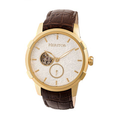 Heritor Automatic Callisto Semi-Skeleton Leather-Band Watch - Gold/Silver HERHR7204