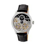 Heritor Automatic Winthrop Leather-Band Skeleton Watch - Silver/Black HERHR7302