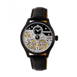 Heritor Automatic Winthrop Leather-Band Skeleton Watch - Black HERHR7306