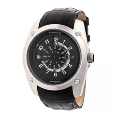 Heritor Automatic Daniels Semi-Skeleton Leather-Band Watch - Silver/Black HERHR7403