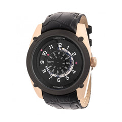 Heritor Automatic Daniels Semi-Skeleton Leather-Band Watch - Rose Gold/Black HERHR7406