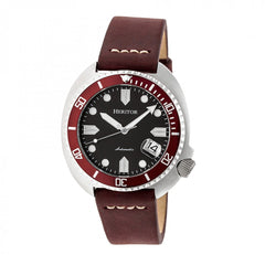 Heritor Automatic Morrison Leather-Band Watch w/Date - Maroon/Silver HERHR7604