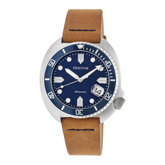 Heritor Automatic Morrison Leather-Band Watch w/Date - Camel/Blue HERHR7607