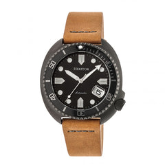 Heritor Automatic Morrison Leather-Band Watch w/Date - Black/Camel HERHR7608