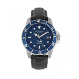 Heritor Automatic Lucius Leather-Band Watch w/Date - Silver/Blue HERHR7809