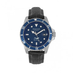 Heritor Automatic Lucius Leather-Band Watch w/Date - Silver/Blue HERHR7809