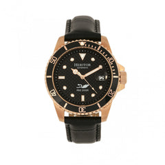 Heritor Automatic Lucius Leather-Band Watch w/Date - Rose Gold/Black HERHR7811