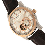 Heritor Automatic Davidson Semi-Skeleton Leather-Band Watch - Rose Gold/Silver HERHR8003