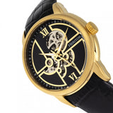 Heritor Automatic Sanford Semi-Skeleton Leather-Band Watch - Gold/Black HERHR8303