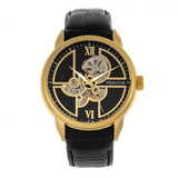 Heritor Automatic Sanford Semi-Skeleton Leather-Band Watch - Gold/Black HERHR8303