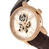 Heritor Automatic Sanford Semi-Skeleton Leather-Band Watch - Rose Gold/Brown HERHR8304