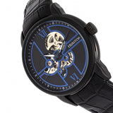 Heritor Automatic Sanford Semi-Skeleton Leather-Band Watch - Black HERHR8305