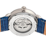 Heritor Automatic Mattias Leather-Band Watch w/Date - Silver/Blue  HERHR8403