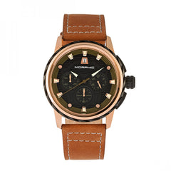 Morphic M61 Series Chronograph Leather-Band Watch w/Date - Rose Gold/Tan