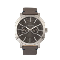 Morphic M62 Series Leather-Band Watch w/Day/Date - Silver/Grey MPH6203