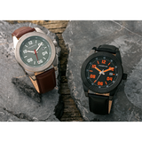 Morphic M63 Series Leather-Band Watch w/Date - Black/Black-Orange MPH6310