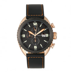 Morphic M64 Series Chronograph Leather-Band Watch w/ Date - Rose Gold/Black MPH6404