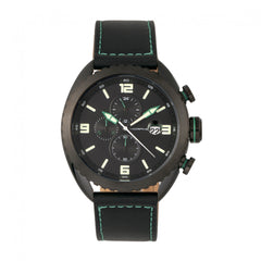 Morphic M64 Series Chronograph Leather-Band Watch w/ Date - Black/Green MPH6405