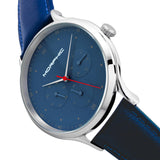 Morphic M65 Series Leather-Band Watch w/Day/Date - Blue MPH6506