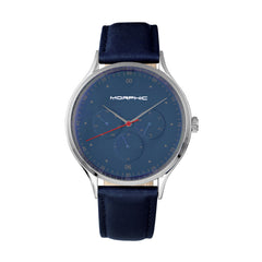 Morphic M65 Series Leather-Band Watch w/Day/Date - Blue MPH6506