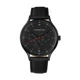 Morphic M65 Series Leather-Band Watch w/Day/Date - Black MPH6507