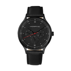 Morphic M65 Series Leather-Band Watch w/Day/Date - Black MPH6507