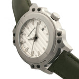 Morphic M68 Series Leather-Band Watch w/ Date - Silver/Olive MPH6801