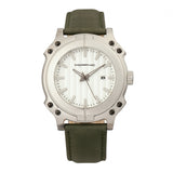 Morphic M68 Series Leather-Band Watch w/ Date - Silver/Olive MPH6801
