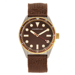 Morphic M69 Series Canvas-Band Watch - Silver/Brown MPH6903