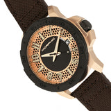 Morphic M70 Series Canvas-Overlaid Leather-Band Watch w/Date - Rose Gold/Brown MPH7004