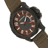 Morphic M70 Series Canvas-Overlaid Leather-Band Watch w/Date - Black/Olive MPH7005