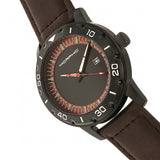 Morphic M71 Series Leather-Band Watch w/Date - Black/Dark Brown MPH7105