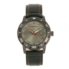 Morphic M71 Series Leather-Band Watch w/Date - Gunmetal/Forest Green MPH7106