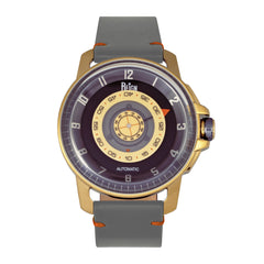 Reign Monarch Automatic Domed Sapphire Crystal Leather-Band Watch - Gold/Grey REIRN5202