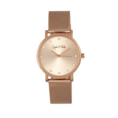 Sophie & Freda Savannah Mesh Bracelet Watch w/Swarovski Crystals - Rose Gold SAFSF4202