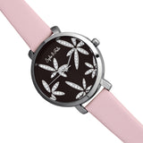 Sophie & Freda Key West Leather-Band Watch w/Swarovski Crystals - Silver/Mauve SAFSF4303