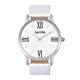 Sophie & Freda Sonoma Leather-Band Watch w/Swarovski Crystals - Silver/White SAFSF4401